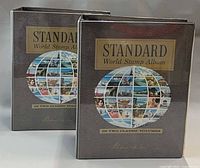 Front view of both Standard World Stamp Album binders