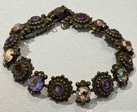 Front view of bracelet showing rhinestone colors and settings