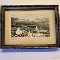 Front view of framed hand-coloured photograph