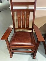 Front view of Stickley Harvey Ellis cherry rocking chair