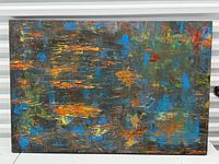 Full view of abstract acrylic painting on canvas