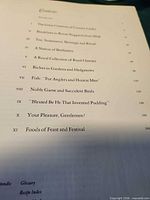 Table of contents page of cookbook