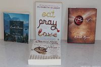 Front covers of all four books standing upright