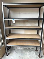 Full front view of 5-shelf metal rack