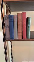 All six cloth hardcover books standing on shelf