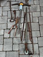 All tools laid on stone pavers