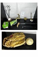 Overall lot view with glove, signed ball, golf items