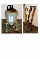 Jug, two glass insulators front view