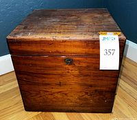 Front view of wooden chest