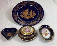 Group shot of all four cobalt porcelain items
