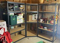 Overall view of two rectangular units and corner unit assembled with contents