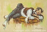 Full view of clown painting without frame.