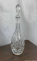 Full view of Waterford cut crystal decanter with stopper inserted