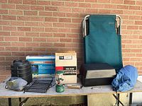 Group shot of all camping items on table