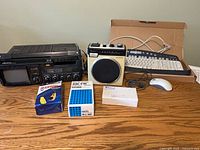 Group shot of all electronic items on table