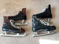 Both pairs of skates side by side showing overall condition and colors