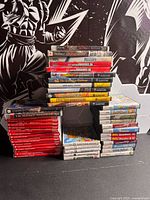 Full view of stacked game cases across platforms