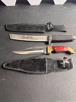 Both knives and sheaths shown side by side