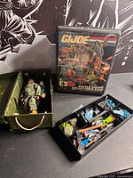 GI Joe case, footlocker, figures and accessory tray overview