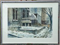 Framed watercolour showing full artwork