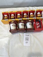 All ten Tim Hortons boxed ornaments laid out