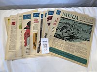 Stack of ten vintage Star Weekly supplements, front cover Natalia visible