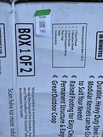 Box 1 of 2 label showing item list and Advantek website