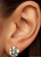 Earring worn in ear showing size and appearance