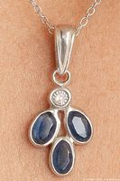 Pendant on chain against skin showing overall design and scale