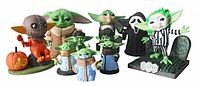 All ten Halloween-themed Grogu and Yoda figurines grouped together