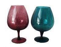 Front view of both Empoli goblets showing colors and shape