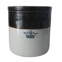 Front view showing blue crown 3 mark and two-tone glaze