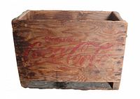Front view showing Coca-Cola logo and wood grain