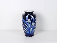 Full view of cobalt blue Japanese vase