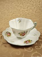 Shelley Ludlow teacup on saucer showing floral pattern and shape
