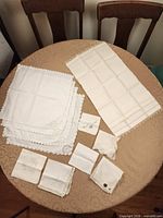 All linens laid out on round table