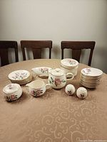 Full view of entire 32-piece set displayed on table