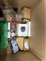 Top view showing majority of items in box