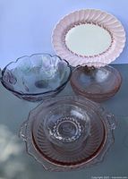 Group shot showing all seven glass and porcelain pieces together