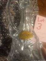 Full view of Bohemia crystal vinegar decanter with sticker visible
