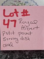 Lot note card identifying item