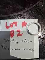 Ring on note showing lot number