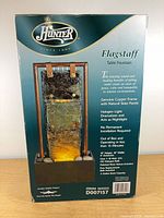 Front of Hunter Flagstaff Table Fountain box showing product image and branding