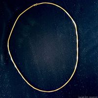 Full view of entire gold chain laid in oval