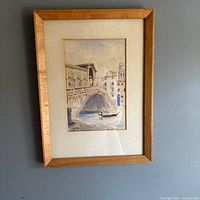 Full view of framed watercolour painting
