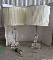 Front view of both lamps showing bases and shades