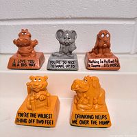 Group shot of all five Russ Berrie mini statues