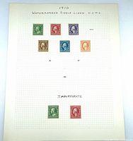 Entire album sheet showing all ten stamps arranged and labelled