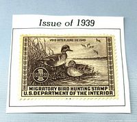 Front of 1939 duck stamp on album fragment