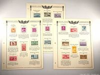 Three Minkus album pages with mounted 1948 US commemorative stamps